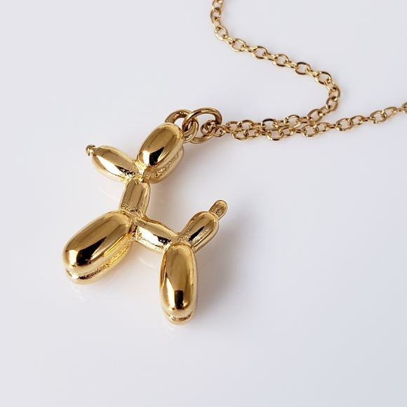 NEW Gold Balloon Animal Puppy Dog Necklace - Picture 7 of 9